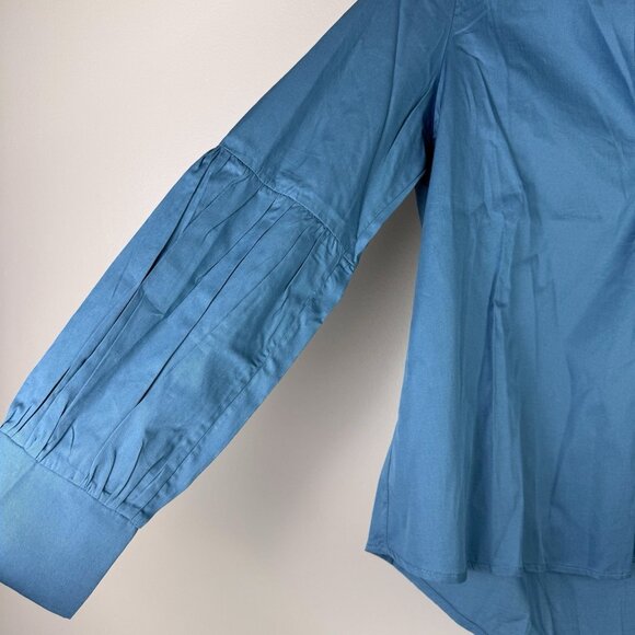 Harshman Penelope Blouse Small Blue 100% Cotton Long Sleeve Top NWT Women’s - Picture 4 of 9